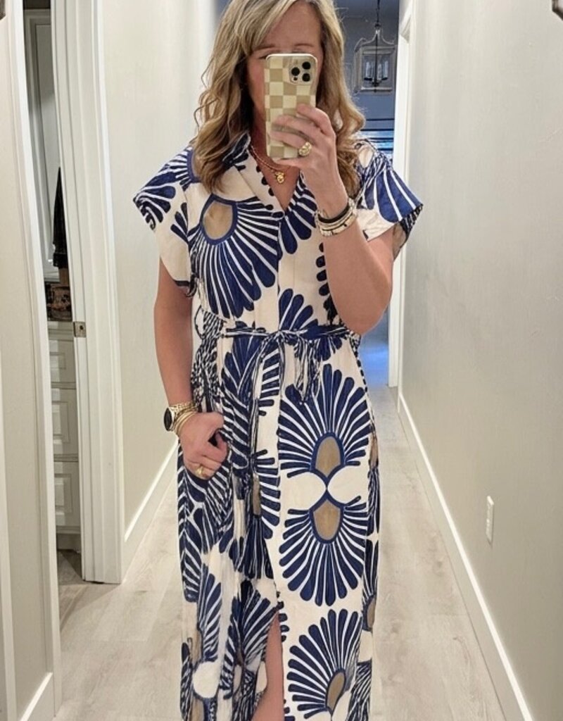 J.HOFFMAN'S Lennon Dress- Indigo Frond