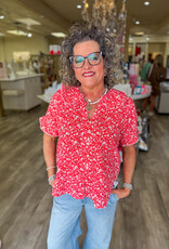 J.HOFFMAN'S Ditsy Poet Top- Red