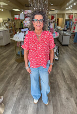 J.HOFFMAN'S Ditsy Poet Top- Red