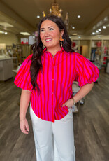 J.HOFFMAN'S Shelly Top in Pink/Red Stripe