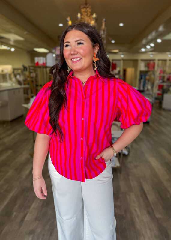 J.HOFFMAN'S Shelly Top in Pink/Red Stripe