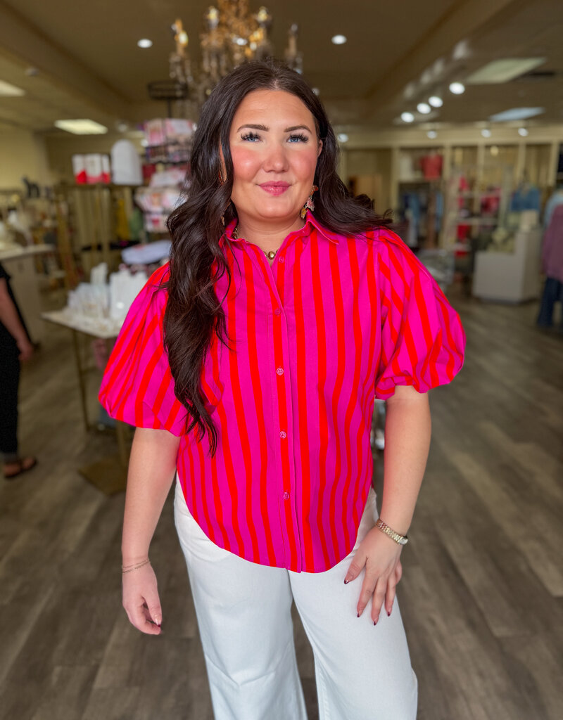 J.HOFFMAN'S Shelly Top in Pink/Red Stripe