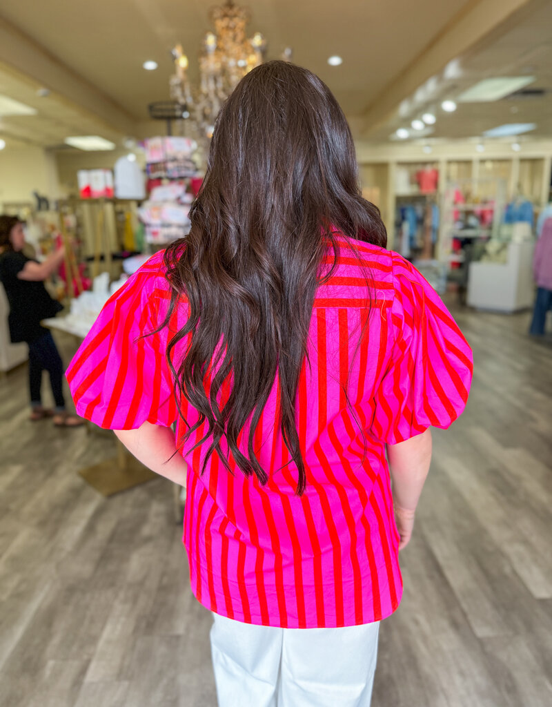 J.HOFFMAN'S Shelly Top in Pink/Red Stripe
