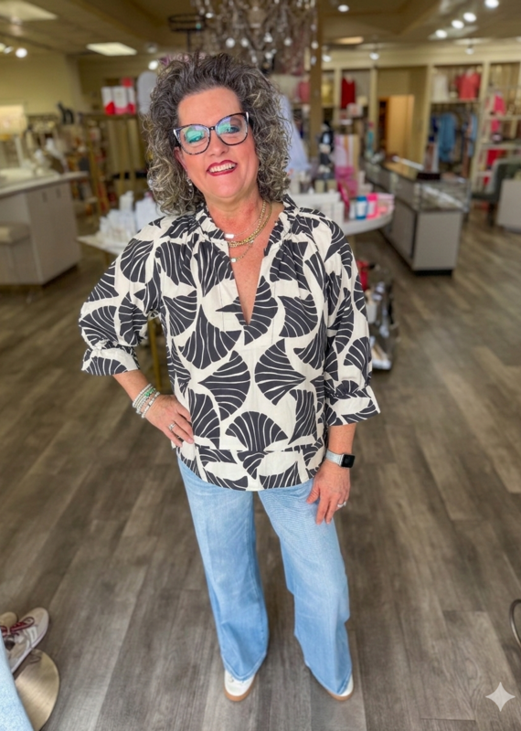 J.HOFFMAN'S Cici Top- Black Seashell