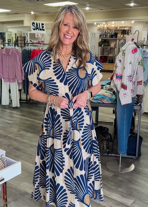 J.HOFFMAN'S Lennon Dress- Indigo Frond