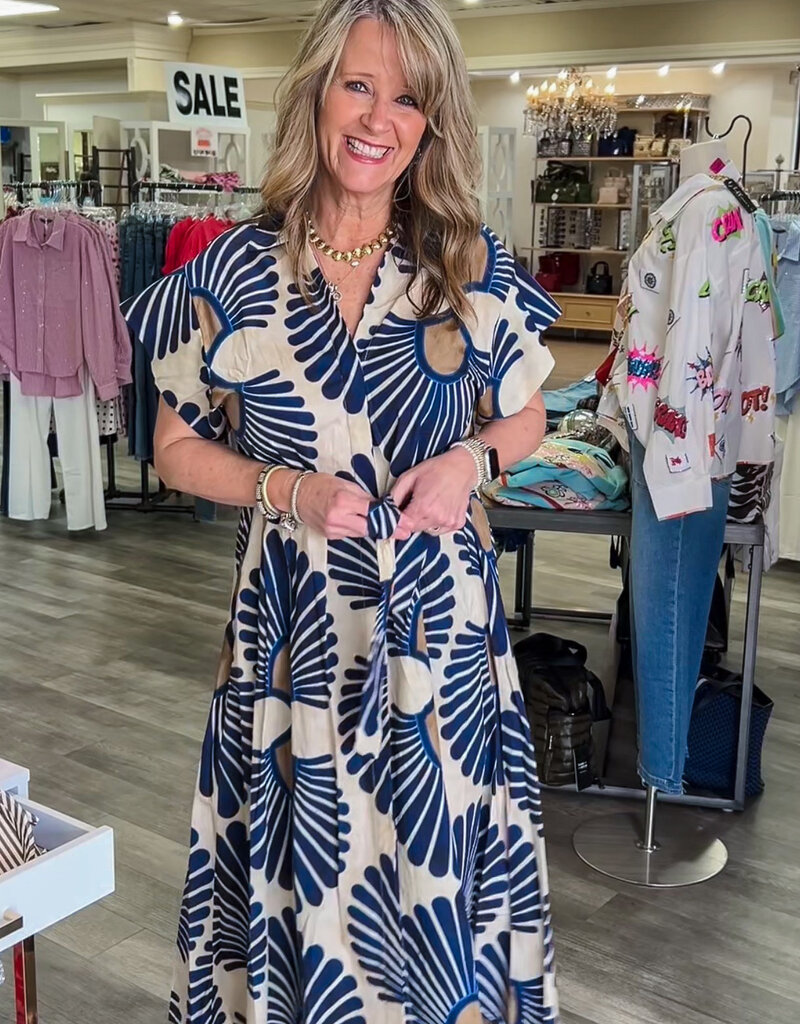 J.HOFFMAN'S Lennon Dress- Indigo Frond