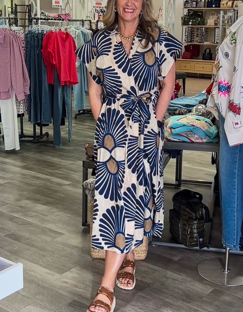 J.HOFFMAN'S Lennon Dress- Indigo Frond