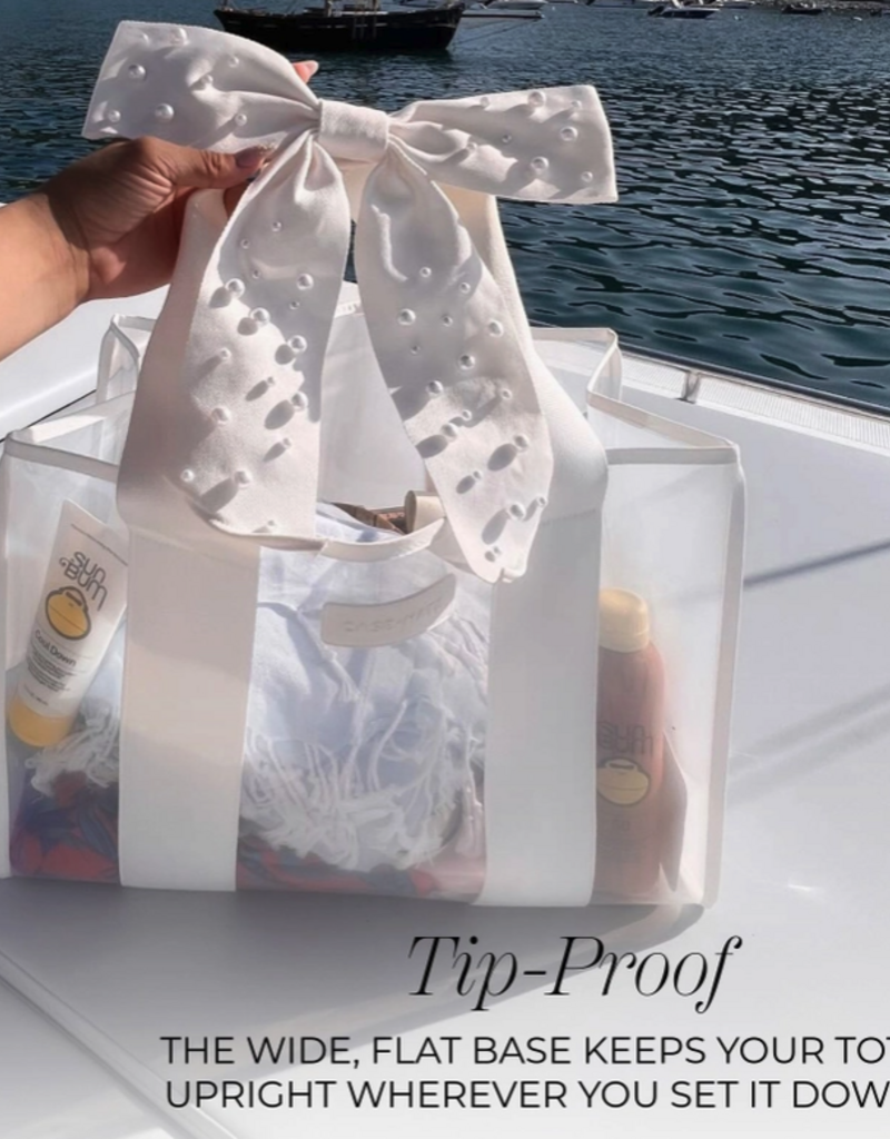 J.HOFFMAN'S Casemate Jelly Tote Bag- Ivory Pearl Bow