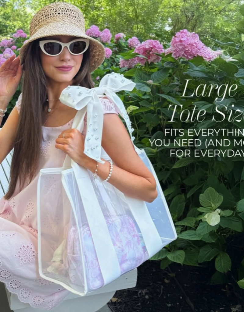 J.HOFFMAN'S Casemate Jelly Tote Bag- Ivory Pearl Bow