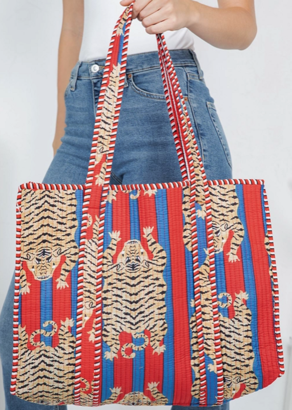 J.HOFFMAN'S Red Tiger Quilted Tote