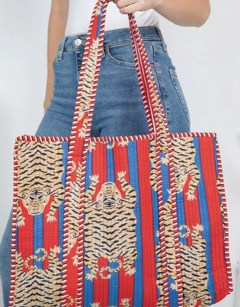 J.HOFFMAN'S Red Tiger Quilted Tote