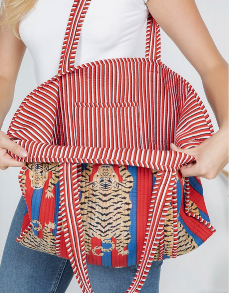 J.HOFFMAN'S Red Tiger Quilted Tote