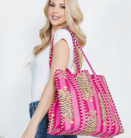 J.HOFFMAN'S Pink Tiger Quilted Tote