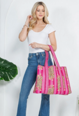 J.HOFFMAN'S Pink Tiger Quilted Tote