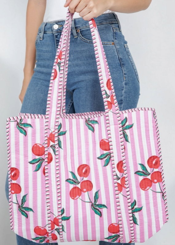 J.HOFFMAN'S Cherry Quilted Tote