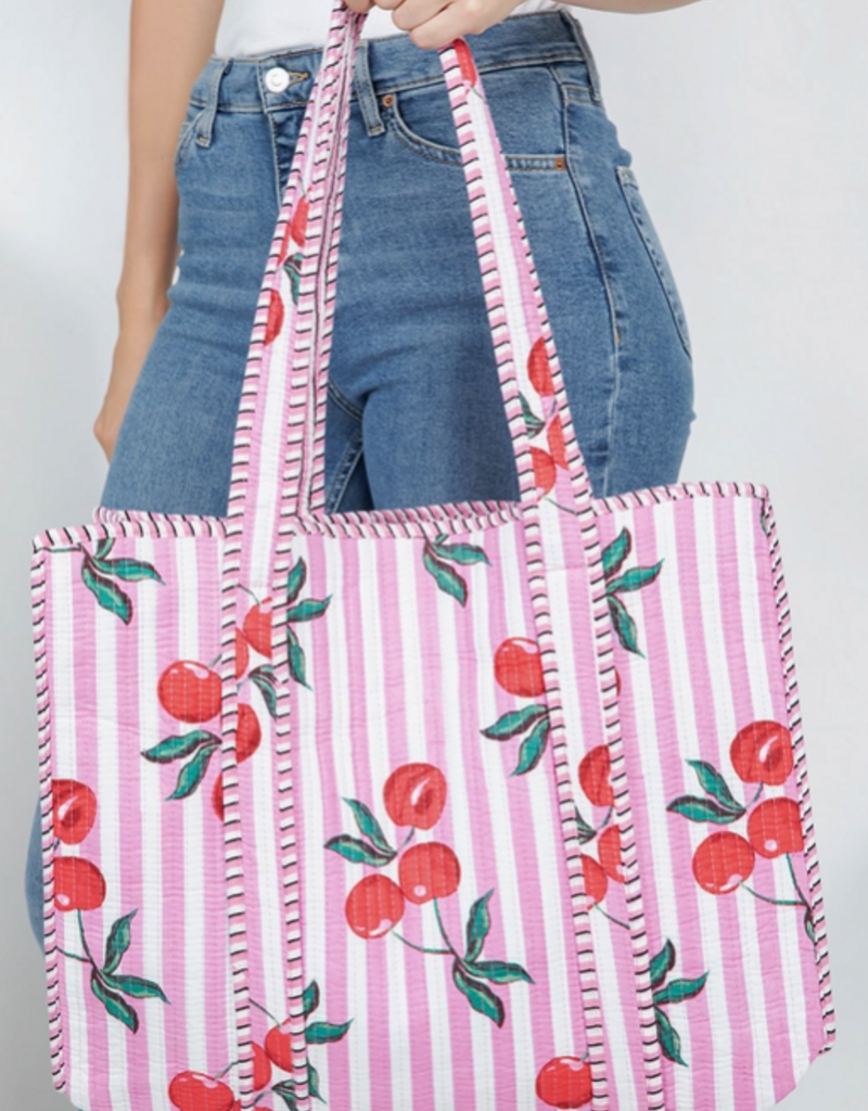 J.HOFFMAN'S Cherry Quilted Tote