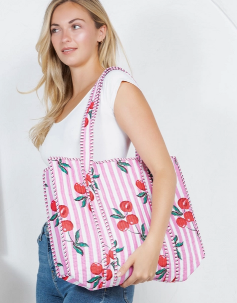 J.HOFFMAN'S Cherry Quilted Tote