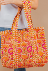 J.HOFFMAN'S Orange Carnation Quilted Tote