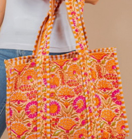 J.HOFFMAN'S Orange Carnation Quilted Tote