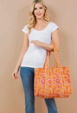 J.HOFFMAN'S Orange Carnation Quilted Tote