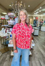 J.HOFFMAN'S Mary Top- Coral Scottish Thistle