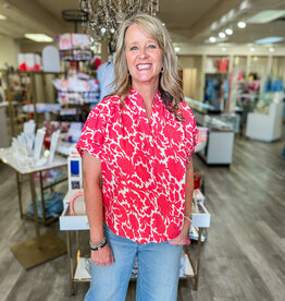 J.HOFFMAN'S Mary Top- Coral Scottish Thistle