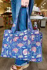 J.HOFFMAN'S Blue Carnation Quilted Tote