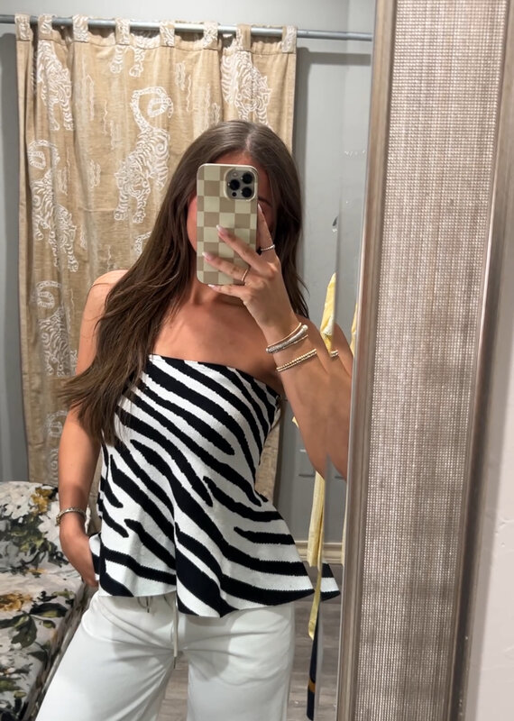J.HOFFMAN'S Izzy Zebra Peplum Top