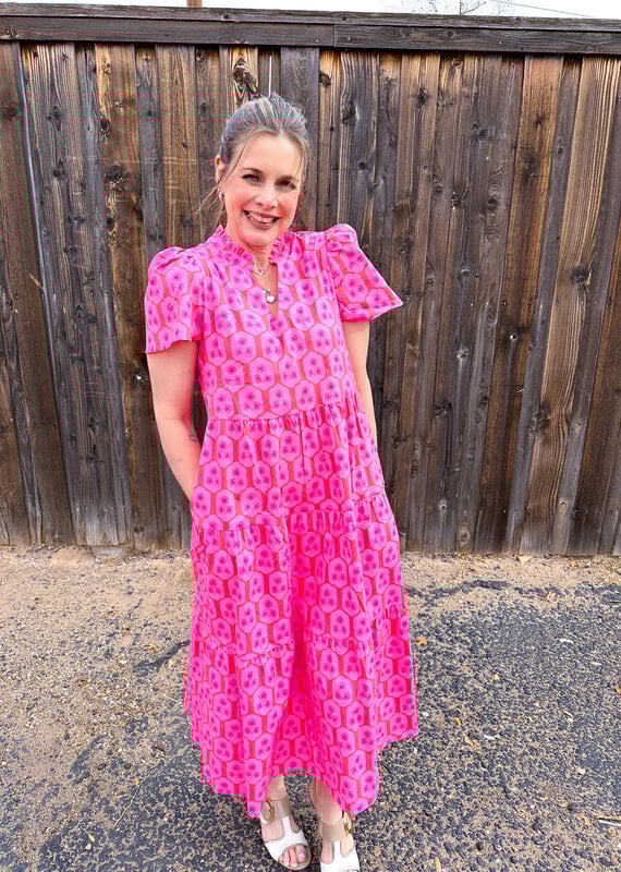 J.HOFFMAN'S Ivy Rosette Dress- Charm Pink