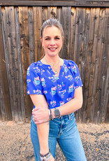 J.HOFFMAN'S Lori Top- Petal Keesake Blue