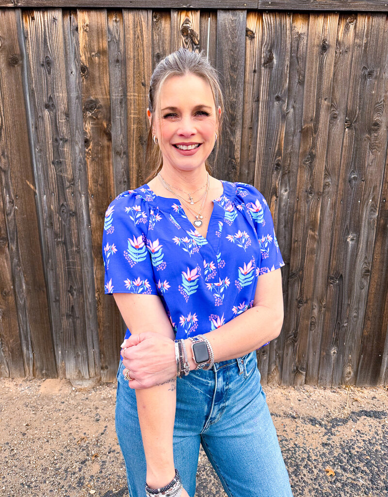 J.HOFFMAN'S Lori Top- Petal Keesake Blue