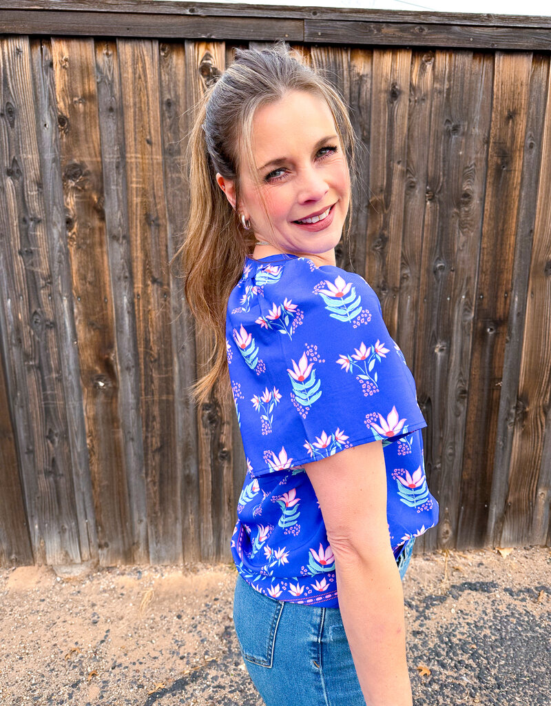 J.HOFFMAN'S Lori Top- Petal Keesake Blue