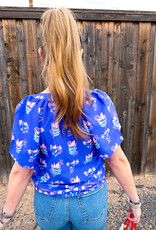 J.HOFFMAN'S Lori Top- Petal Keesake Blue