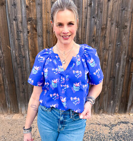 J.HOFFMAN'S Lori Top- Petal Keesake Blue