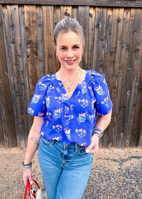 J.HOFFMAN'S Lori Top- Petal Keesake Blue