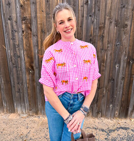 J.HOFFMAN'S Donkey Top- Pink Check