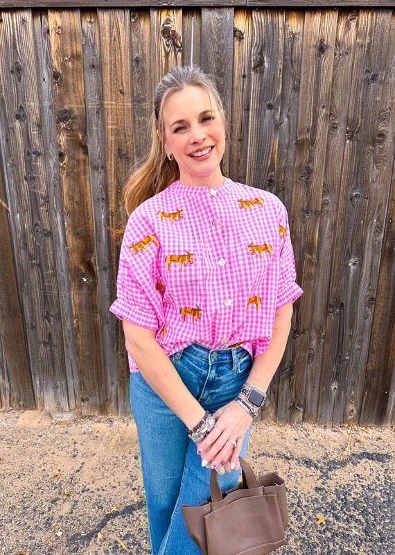 J.HOFFMAN'S Donkey Top- Pink Check