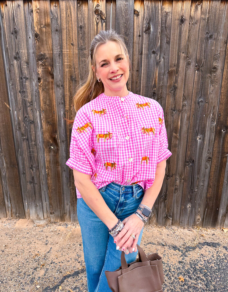 J.HOFFMAN'S Donkey Top- Pink Check