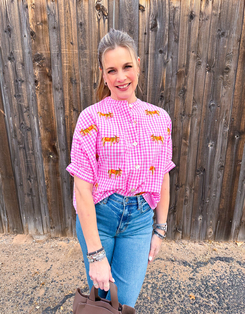 J.HOFFMAN'S Donkey Top- Pink Check