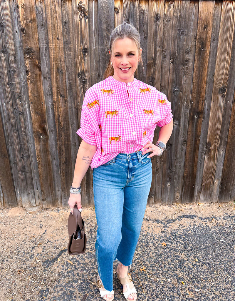 J.HOFFMAN'S Donkey Top- Pink Check