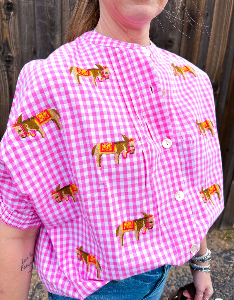 J.HOFFMAN'S Donkey Top- Pink Check