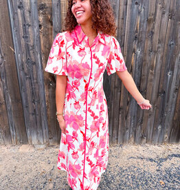 J.HOFFMAN'S Peaches N Cream Floral Shirt Dress