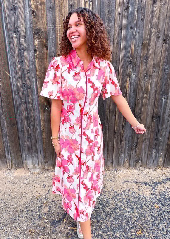 J.HOFFMAN'S Peaches N Cream Floral Shirt Dress