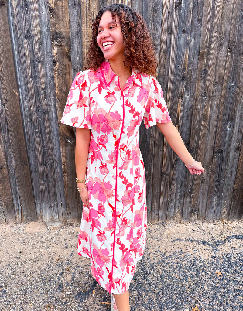 J.HOFFMAN'S Peaches N Cream Floral Shirt Dress