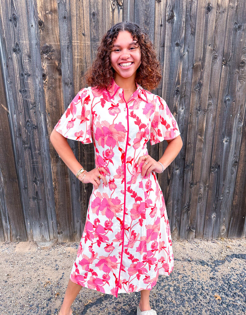 J.HOFFMAN'S Peaches N Cream Floral Shirt Dress