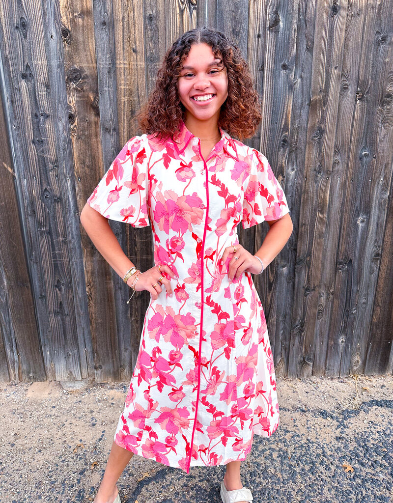 J.HOFFMAN'S Peaches N Cream Floral Shirt Dress