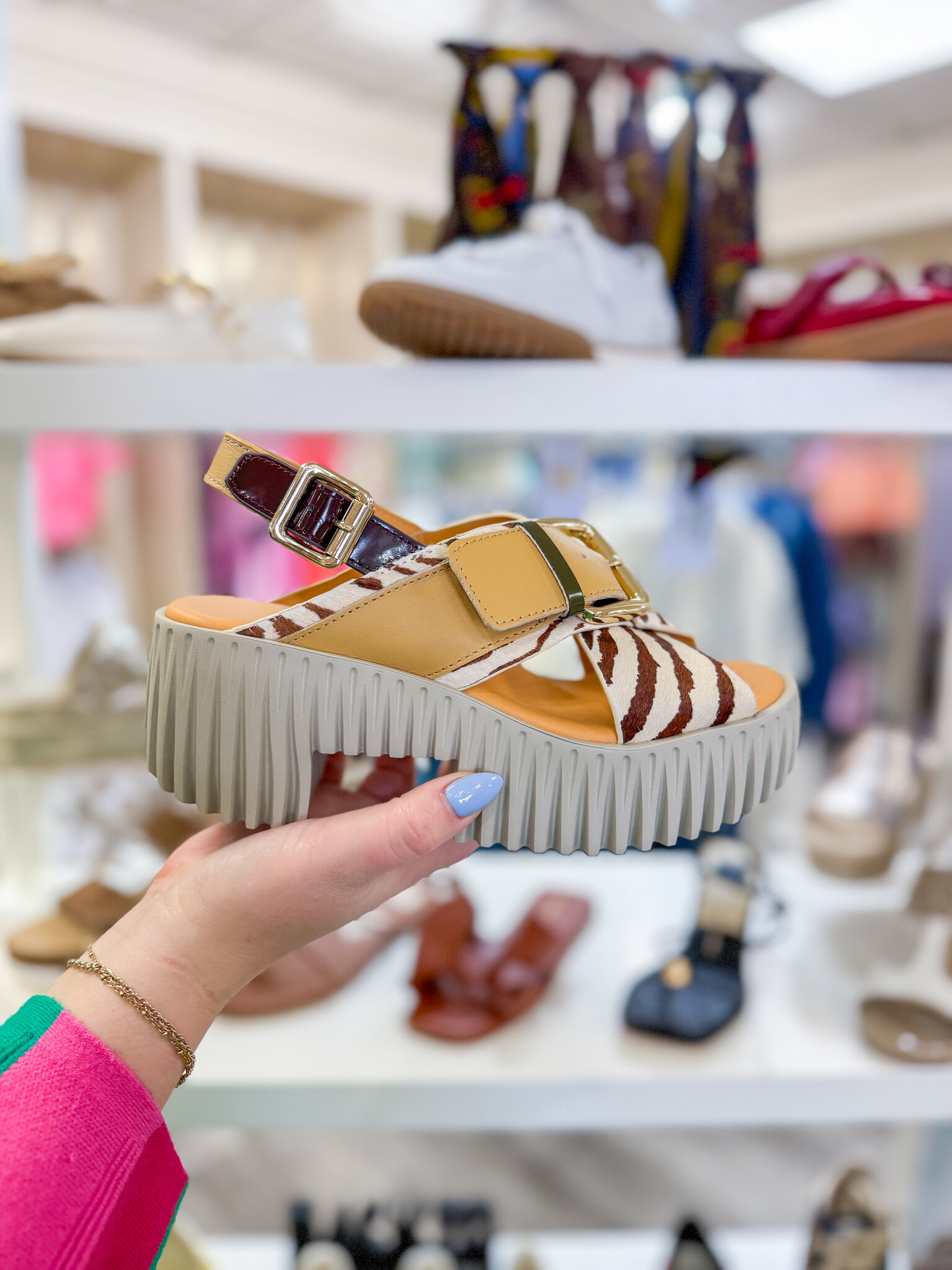 Plia Juno Platform Sandal - Zebra Mix - j.hoffman's