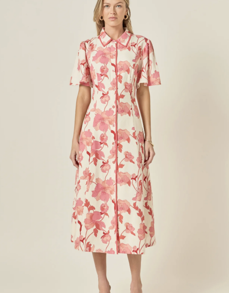 J.HOFFMAN'S Peaches N Cream Floral Shirt Dress