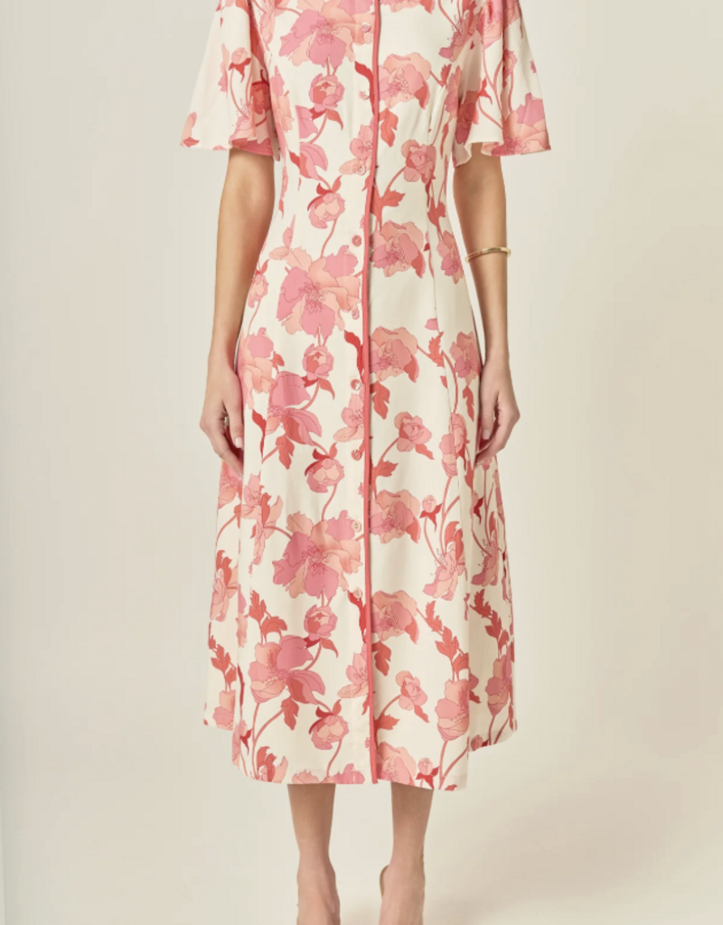 J.HOFFMAN'S Peaches N Cream Floral Shirt Dress