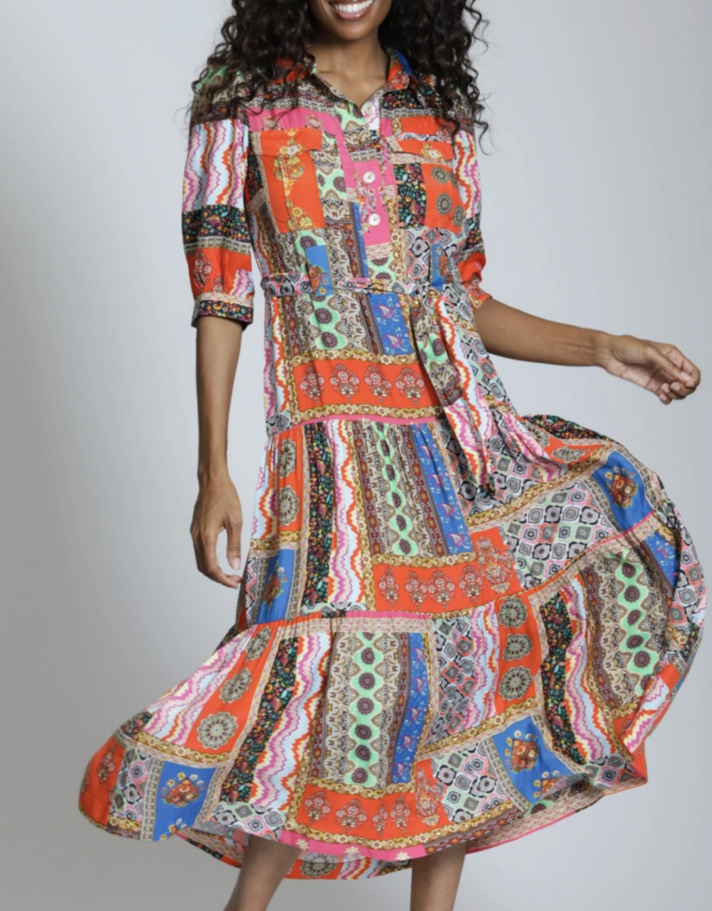 J.HOFFMAN'S Ellie Dress- Hot Coral